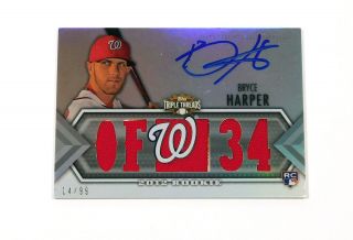 2012 Topps Triple Threads Bryce Harper Rookie Jersey On Card Auto 14/99