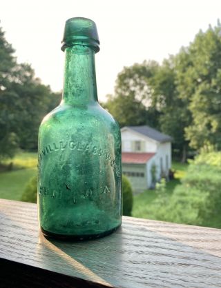 Dyottville Glass Phila Pa Green Squat Porter Beer Bottle 1860s Blown Glass