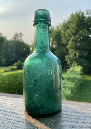 Dyottville Glass Phila PA green squat porter beer bottle 1860s blown glass 2