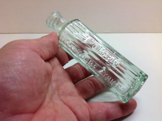 Antique 6 Sided Poison Embossed Aqua Not To Be Taken Poison Bottle. 2