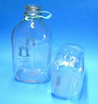 Vintage LAWSON ' S (2) Glass Half Gallon Milk Bottles with Caddy Carrier 2