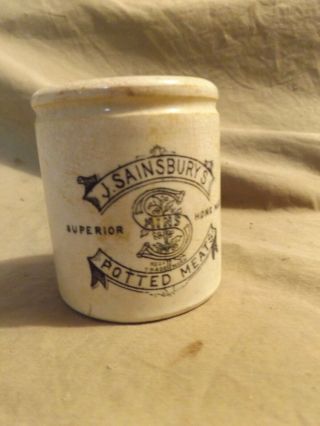 Antique Porcelain Jar Advertising J.  Sainsbury 