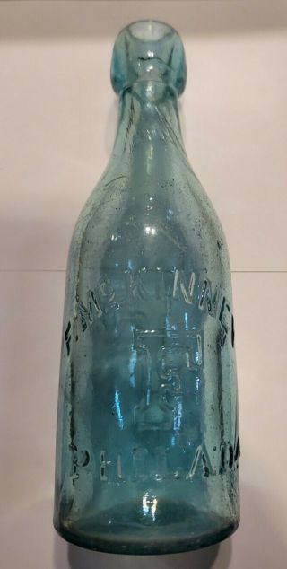 Antique Green F.  Mckinney Philada,  Pa Blob Top Squat Soda Porter & Ale Bottle