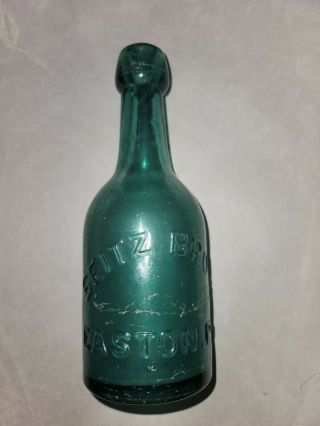 Antique Green Seitz Bros Easton,  Pa Blob Top Squat Soda Porter & Ale Bottle