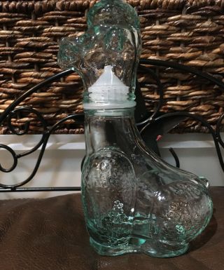 8” Glass Poodle Dog Pet Decanter Bottle - Vetreria Etrusca - Italy - Light Green