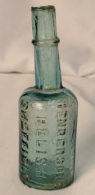 Antique Blue Glass Bottle Henderson 