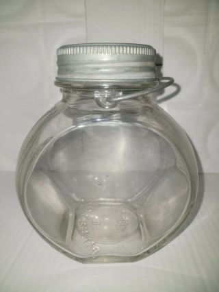 Vintage Glass Counter Tilt Jar,  Tin Lid,  Bail Handle,  Owens - Illinois