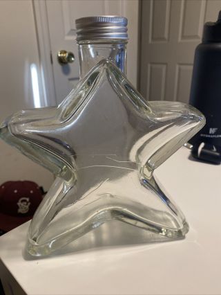 Vintage Star Shaped Heavy Thick Glass Bottle With Screw - On Lid Display Piece - Euc