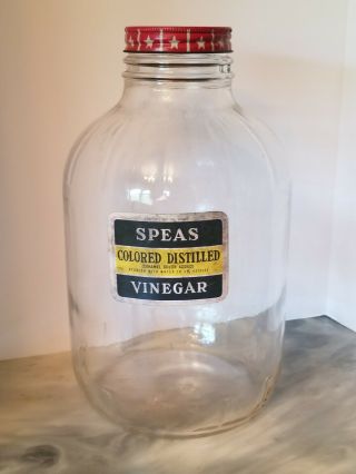Vintage Speas Vinegar One Gallon Glass Jar Paper Label