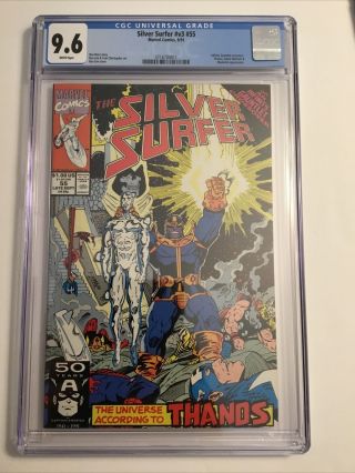 Silver Surfer Volume 3 55 Cgc 9.  6 White Pages Thanos On Cover