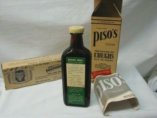Vintage Nos Brown Full Bottle Of Piso 