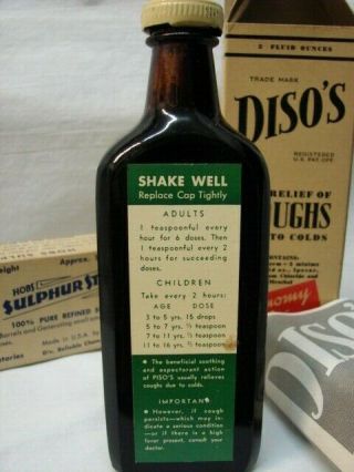 VINTAGE NOS BROWN FULL BOTTLE OF PISO ' S COUGH SYRUP & SULPHUR 2
