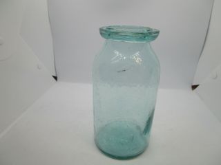 Kygw (kentucky Glass Company) Qt Wax Sealer Fruit Jar C 1880s Lt Aqua