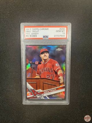 2017 Topps Chrome Mike Trout Red Jersey 200 Psa 10 (544)