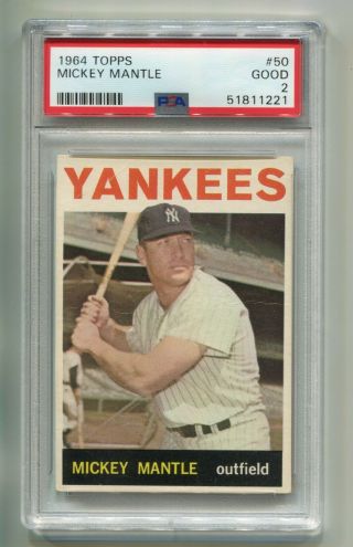 1964 Topps Mickey Mantle 50 Psa 2 Gorgeous Eye Appeal York Yankees Hof