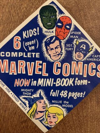 1966 Marvel Mini Books Spiderman Thor Hulk Capt.  America Vending Machine Label