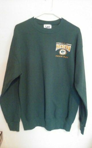 Lee Sport Nfl Green Bay Packers Sweatshirt Sz L Embroidered Made In The Usa