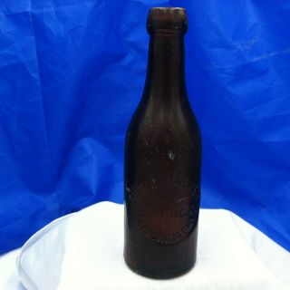 Prepro J.  Walker Brewing Co Amber Split Size Blob Top Beer Bottle Cincinnati,  Oh