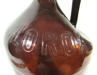 Vintage Amber Brown Glass Embossed Clorox Gallon Bottle Handle Lid 3
