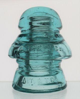 Light Aqua Cd 190/191 A.  T.  & T.  Co.  Two Piece Transposition Glass Insulator