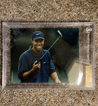 1997 Topps Rare Bgs 9.  5 Tiger Woods Golf True Rookie Graded Gem Photo Card