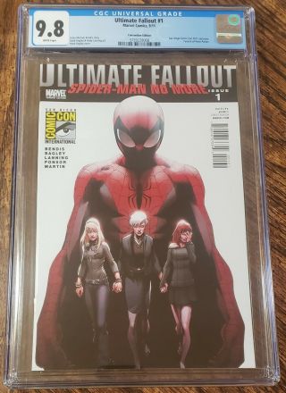 Cgc 9.  8 Ultimate Fallout 1 San Diego Comic Con 2011 Peter Parker Funeral Bagley