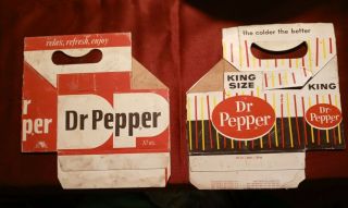 2 Vintage King Size And 10 Oz Dr Pepper Soda Pop Cardboard Carrier/holder