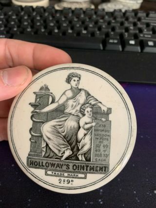 Black And White Pot Lid Holloways Ointment 2s 9d 84 Mm Dia