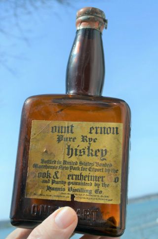 Classic Mount Vernon Rye Whiskey Bottle With Partial Label