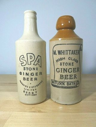 2 Vintage Stoneware Ginger Beer Bottles M Whittaker & Spa