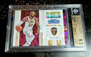 Lebron James 2017 - 18 Contenders Cracked Ice /25 Hall Of Fame Bgs 9.  5 Gem
