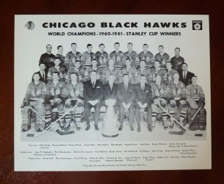 1960 - 61 Dodge Nhl Chicago Black Hawks Team Photo / Glossy Photo / Hall,  Hull.