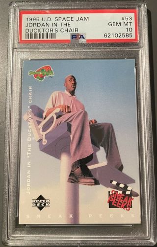 Michael Jordan In The Ducktor’s Chair 1996 Upper Deck Space Jam 53 Psa 10