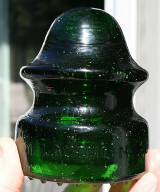 Cool White Speckled Dark Green Cd 164 Mclaughlin - 20 Glass Insulator