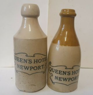 2 Queens Hotel Newport Porter / Ginger Beer Bottles Wales