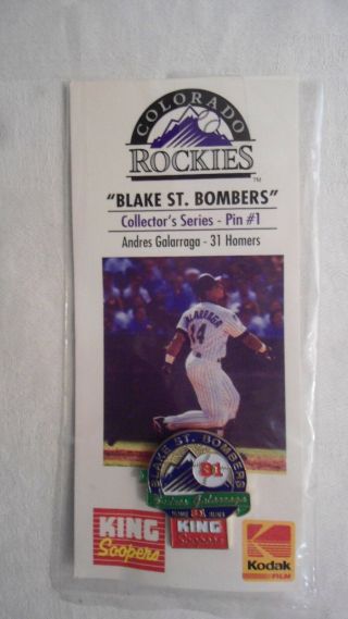 1996 Colorado Rockies Pin - Blake St.  Bombers - Andres Galarraga - 31 Homers