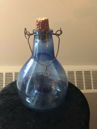 Antique Blown Blue Glass Fly Wasp Bee Trap