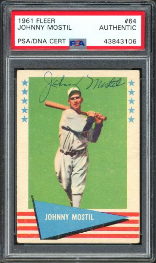 Johnny Mostil Autographed Signed 1961 Fleer Card 64 White Sox Psa/dna 43843106