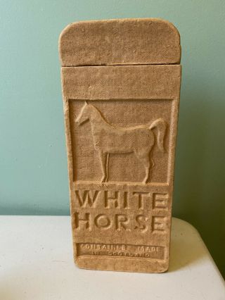 Vtg White Horse Cellar Blended Scotch Whiskey Embossed Fibre Box Only 3