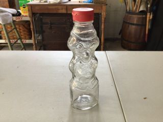 Vintage Grapette Soda Clown Bank Glass Bottle 8.  5 