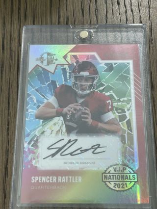 Spencer Rattler Auto Wild Card Shattered 1st Card National Exclusive Oklahoma Qb