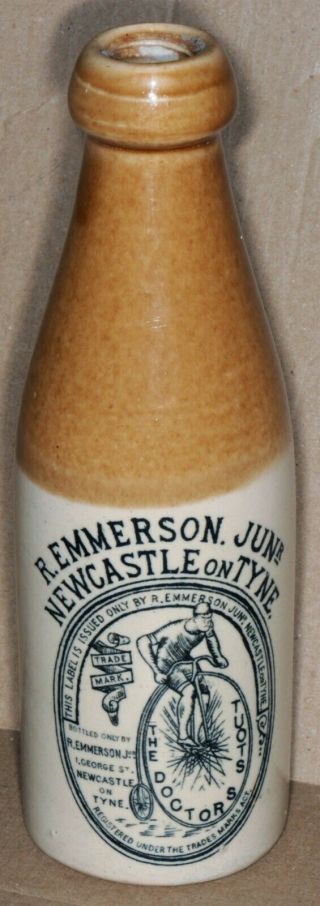 Old Stone Ware Pottery Ginger Beer Bottle Emmerson Jnr Doctors Stout Newcastle