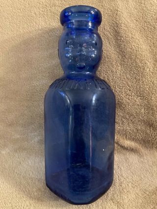 Brookfield Baby Top Milk Double Face Cobalt Blue Quart Milk Bottle 9 1/2 "