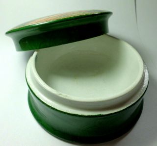 A Pratt ware coloured pot lid and base,  the base with malachite finish 3