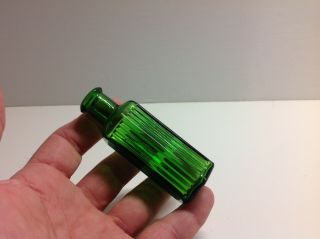 Antique 1 Oz.  Emerald Green Ridge Poison Bottle.