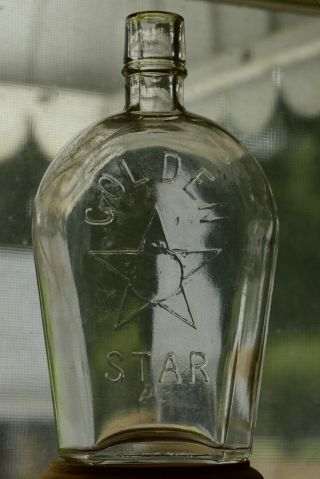Pint Coffin Flask Whiskey Golden Star 1890 