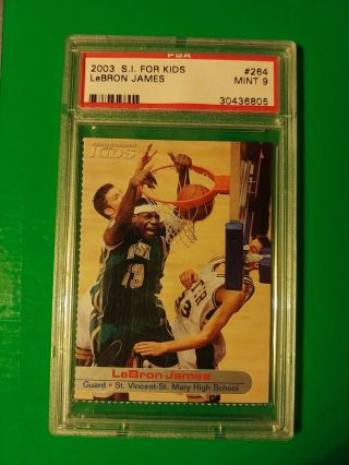 2003 Sports Illustrated For Kids S.  I.  Lebron James Hs Rookie Rc 264 Psa 9 Lakers