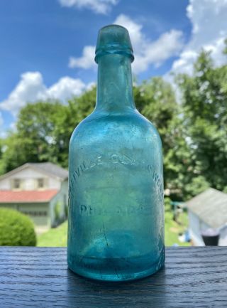 Dyottville Glassworks Phila Pa Squat Porter Beer Bottle 1860s Blown Taper Top
