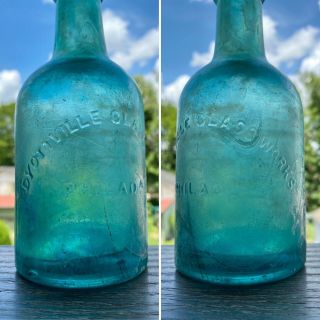 Dyottville Glassworks Phila PA squat porter beer bottle 1860s blown taper top 2