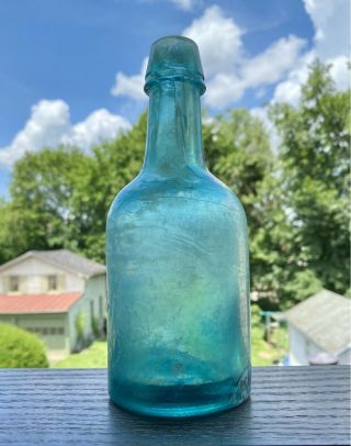 Dyottville Glassworks Phila PA squat porter beer bottle 1860s blown taper top 3